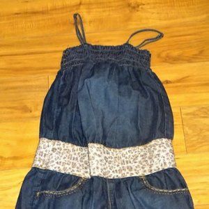 Denim sparkle cheetah animal shorts summer romper